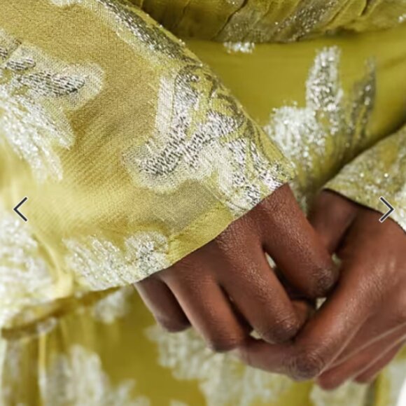 ASOS formal funky metallic long sleeve midi dress with frill cuffs - Picture 3 of 4